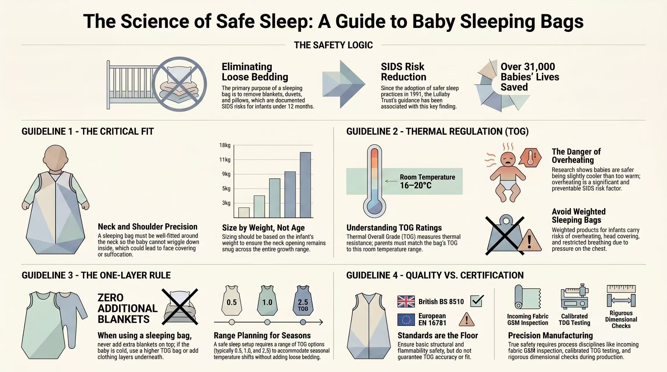 Lullaby Trust safer sleep guidance for baby sleeping bags